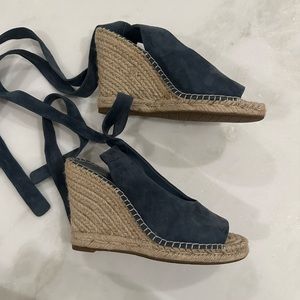 JOIE Kael Blue Espadrille Sandal Heel - Size 38.5 / 8.5